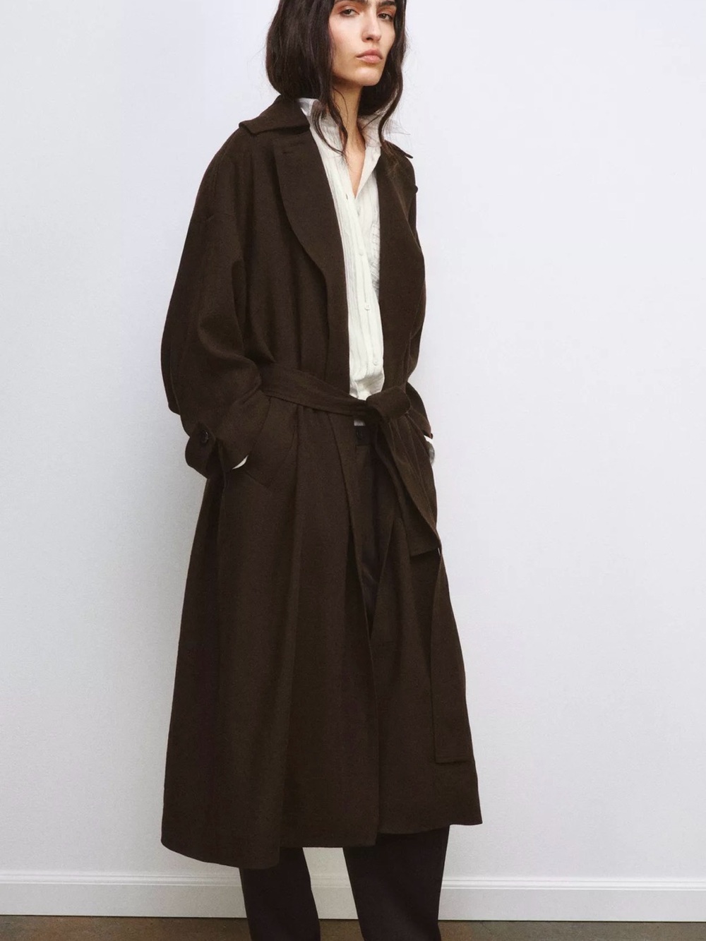 Zara Flowy Wool Trench Coat